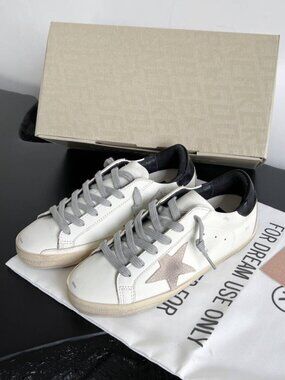 Golden Goose White Leather Sneakers with Star Detail
